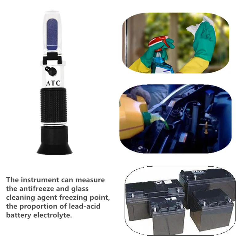 

Hand Held 4 In 1Refractometer Engine Fluid Glycol Point Tester Car Battery Antifreeze Freezing Refractometer Antifreeze Tester