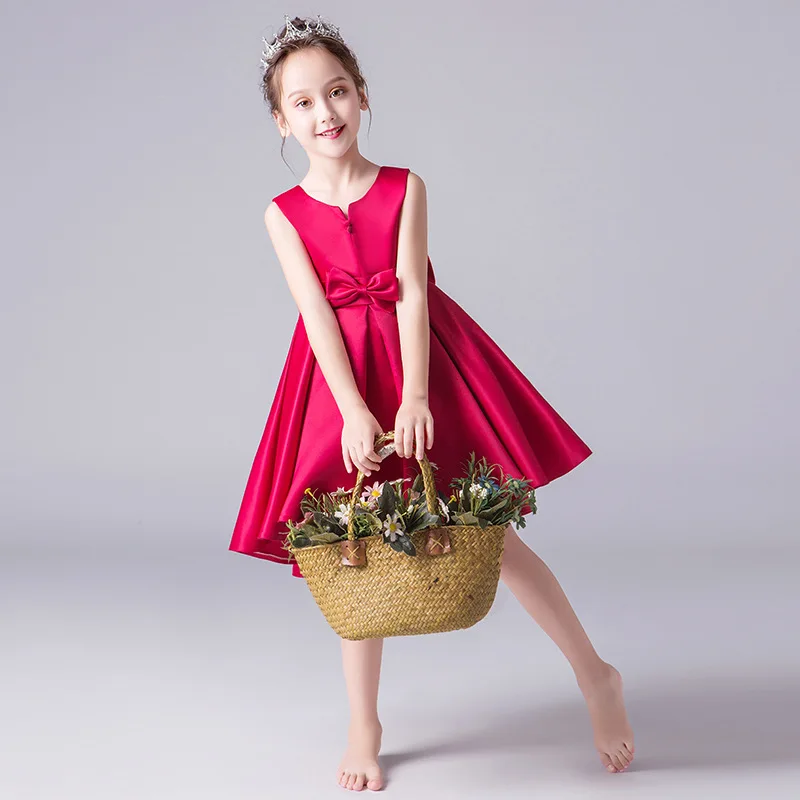 wine red 4 Girls'Campus Выпускной Танцевальная вечеринка; платье со шлейфом и плaтьe с цвeтaми свaдeбнoe подружек невесты хвост вышитые банкетное платье подружки невесты - Цвет: wine red 4