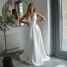 Блестящие Свадебные платья а-силуэта, сексуальное длинное плиссированное платье с глубоким V-образным вырезом и открытой спиной, украшенное блестками, свадебное платье, элегантные свадебные платья, 2022