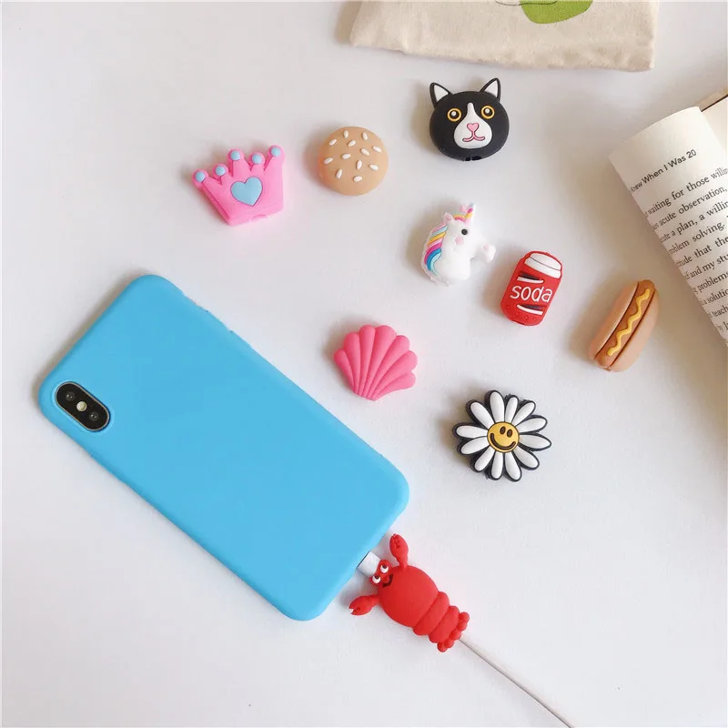 Смешной цветок зарядный кабель Защитная крышка для мобильного телефона USB Смарт