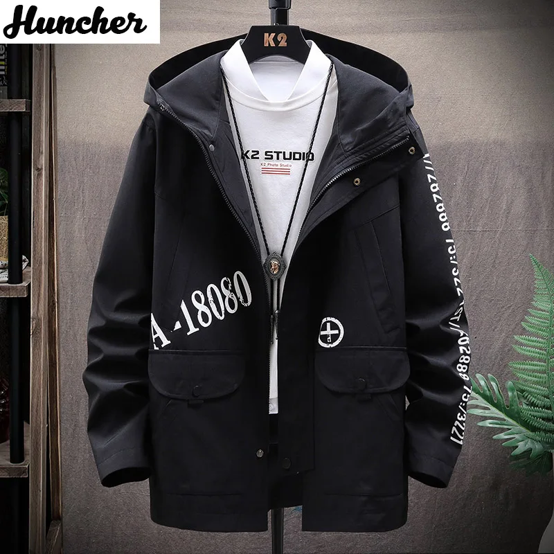 Мужская куртка Huncher 2020 ветровка с капюшоном пальто в стиле хип хоп корейские