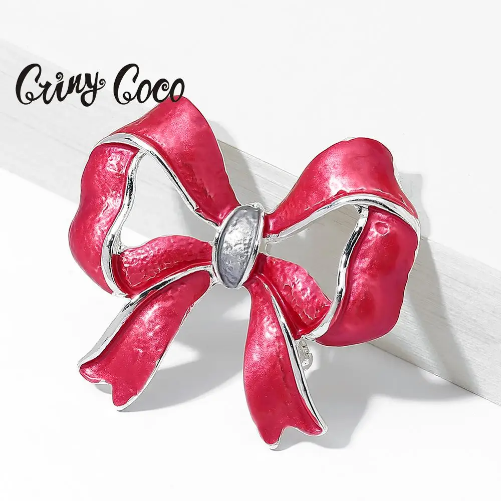 Cring Coco элегантные эмалевые красные Броши бант булавки женские ювелирные изделия
