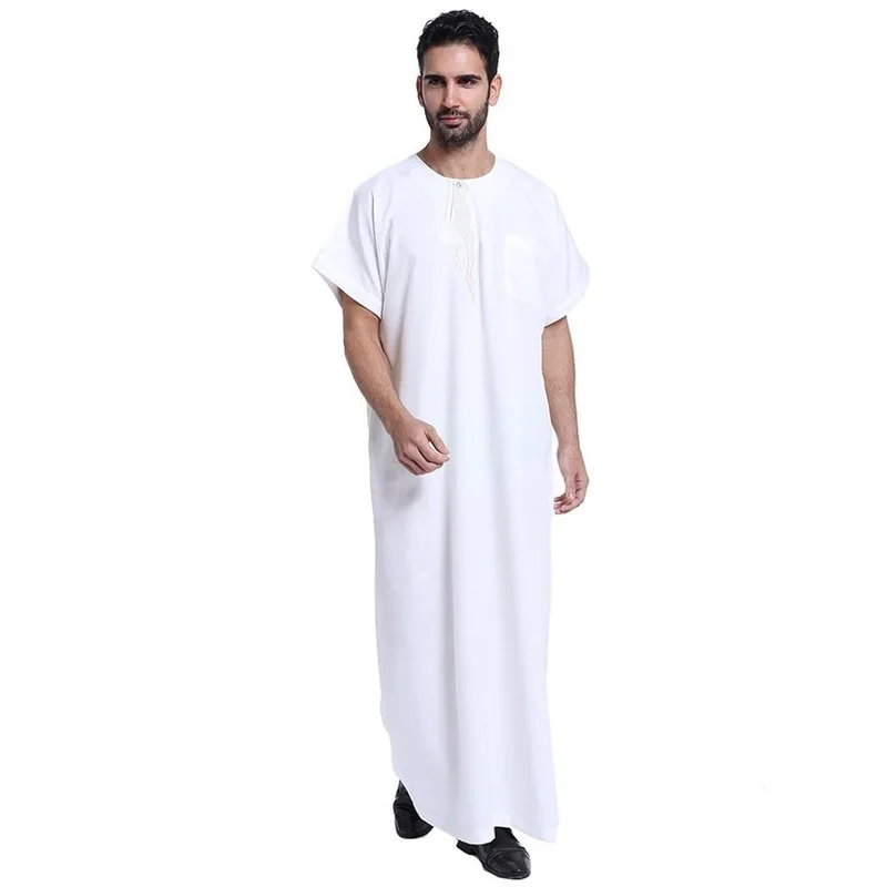 Muslim Islamic Clothing for men Arabia Embroidery abaya plus size dubai Men's Kaftan Short sleeves Jubba baju muslim pria