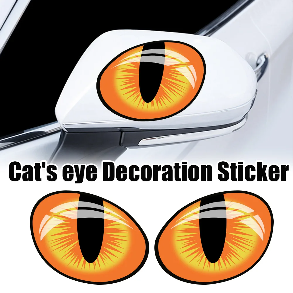 

12*9.5 Cm Cute Simulation Cat Eye Car Sticker 3D Rearview Mirror Vinyl Decal Front Hood Car Window Decoration