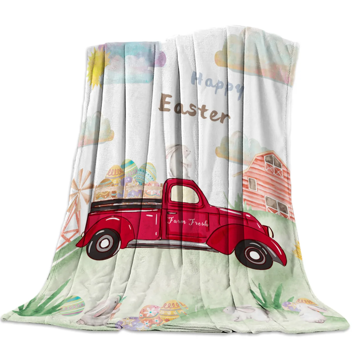 Флисовое одеяло для кровати ферм кроликов яиц облаков дивана теплое покрывало