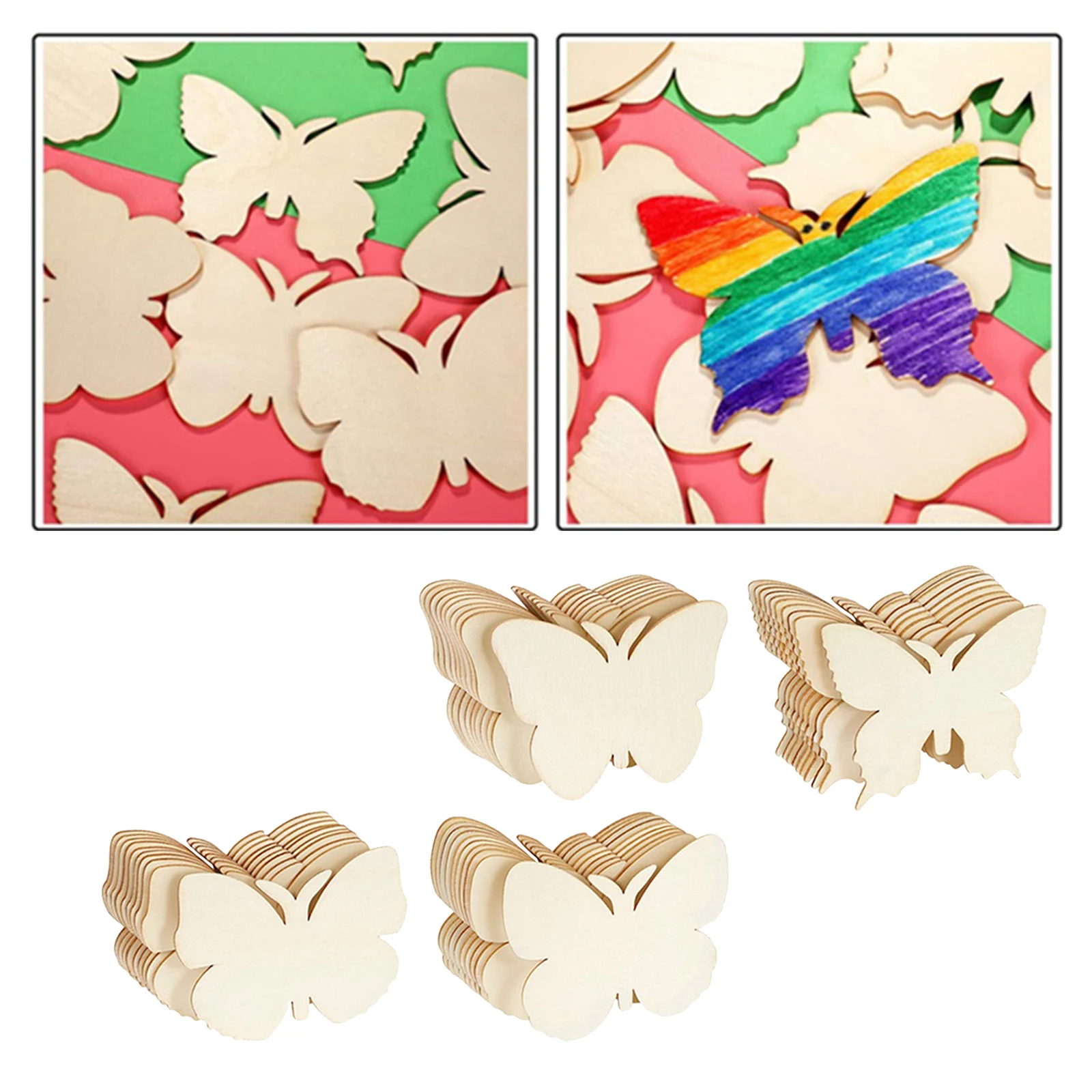 

40x Wooden Butterfly Pieces Bulk Cutout Wooden Slices DIY Painting Crafts