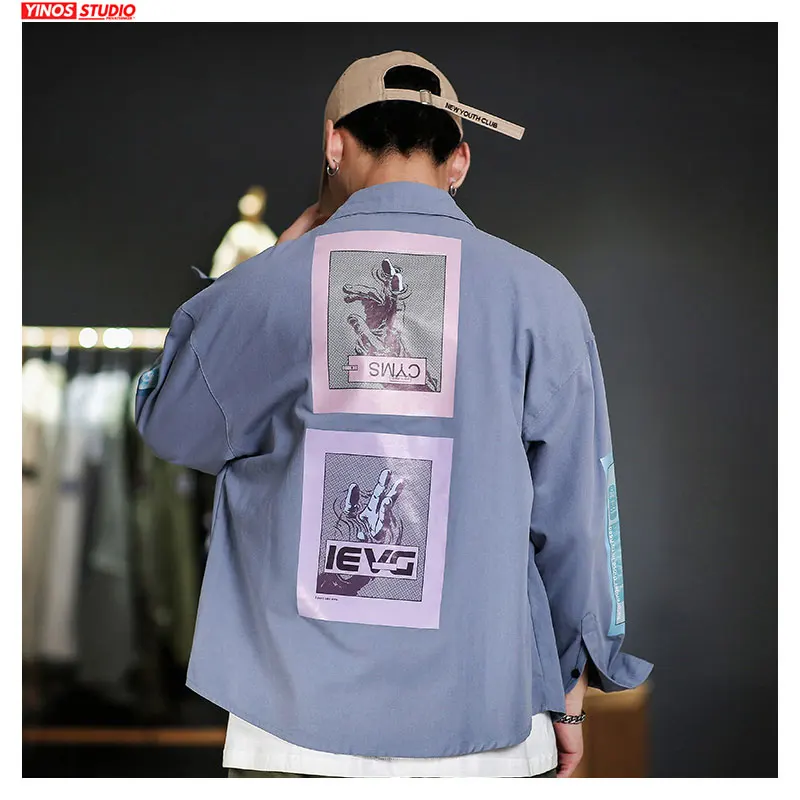 Дропшиппинг мужская Японская уличная куртка с мультяшным принтом 2019 свободные