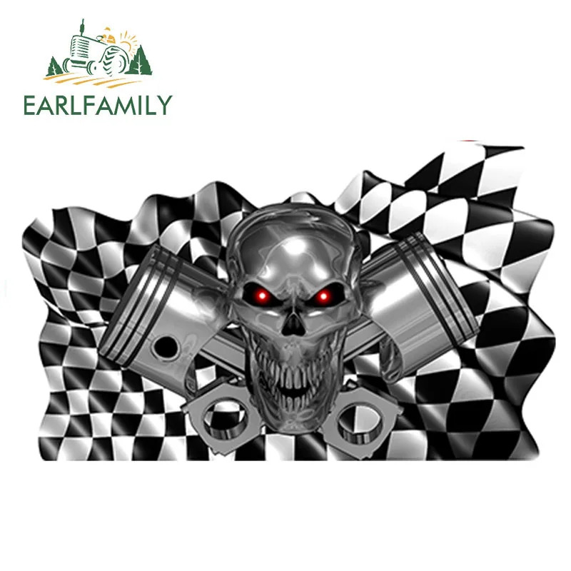 EARLFAMILY 13 см x 7 США черно белый флаг череп и поршни лодка автомобиль грузовик