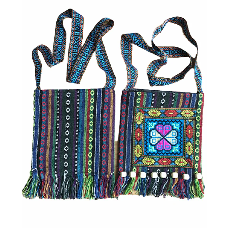 

Shouder bag Women Unique Vintage Ethnic Shoulder Bag Embroidery Boho Hippie Tassel Tote Messenger Floral Embroidered Zipper Bag