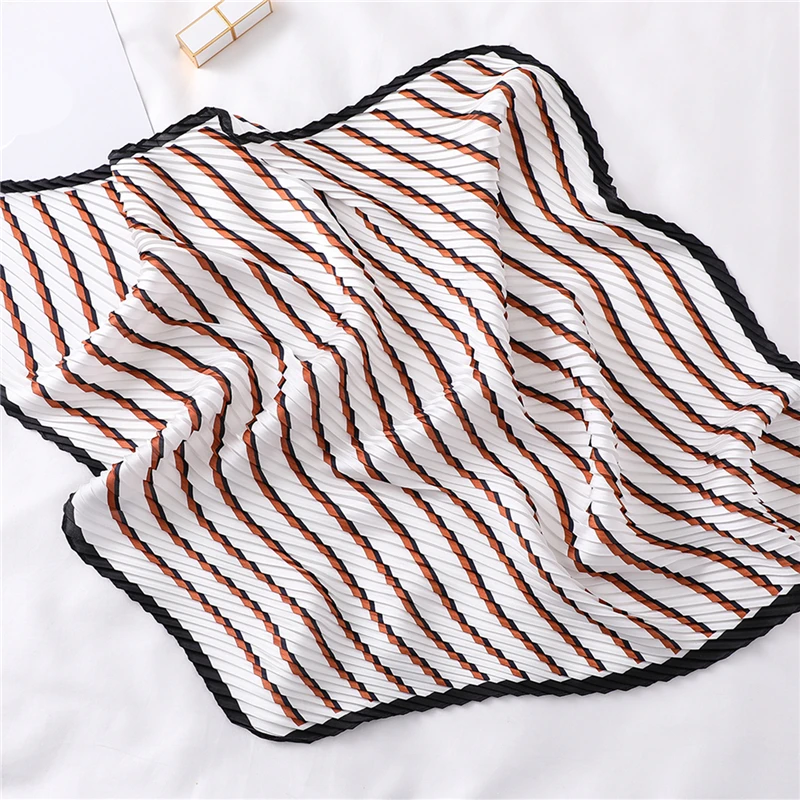 Модный Шелковый квадратный гофрированный шарф для женщин плиссированные шейные