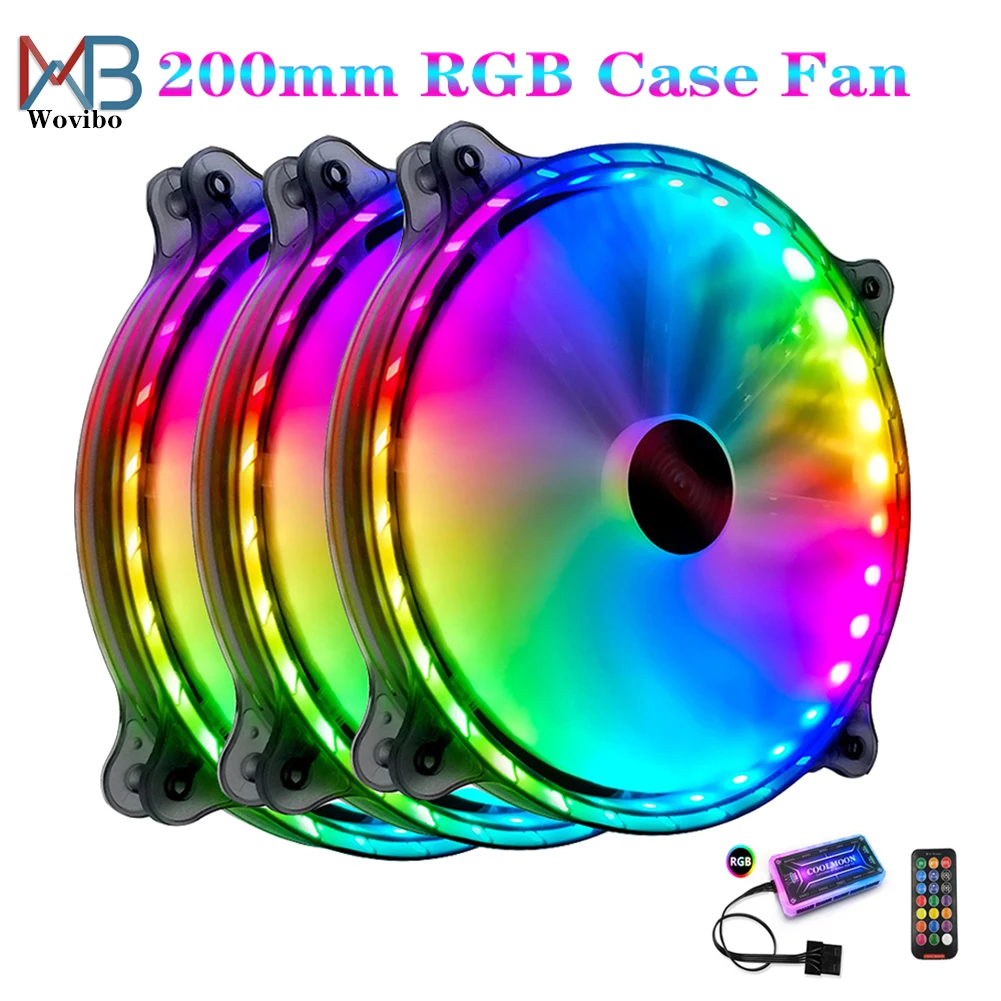 COOLMOON 200mm вентилятор бесшумный ПК компьютер чехол вентиляторы 6PIN тихий RGB
