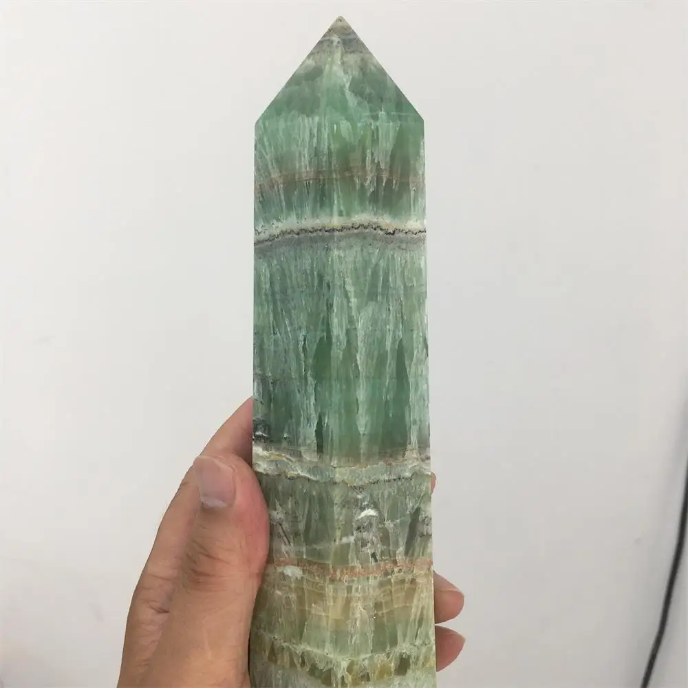

Natural Green Calcite Pillar Crystal Stick Point Pillar Mace Pillar Heals Reiki Decoration
