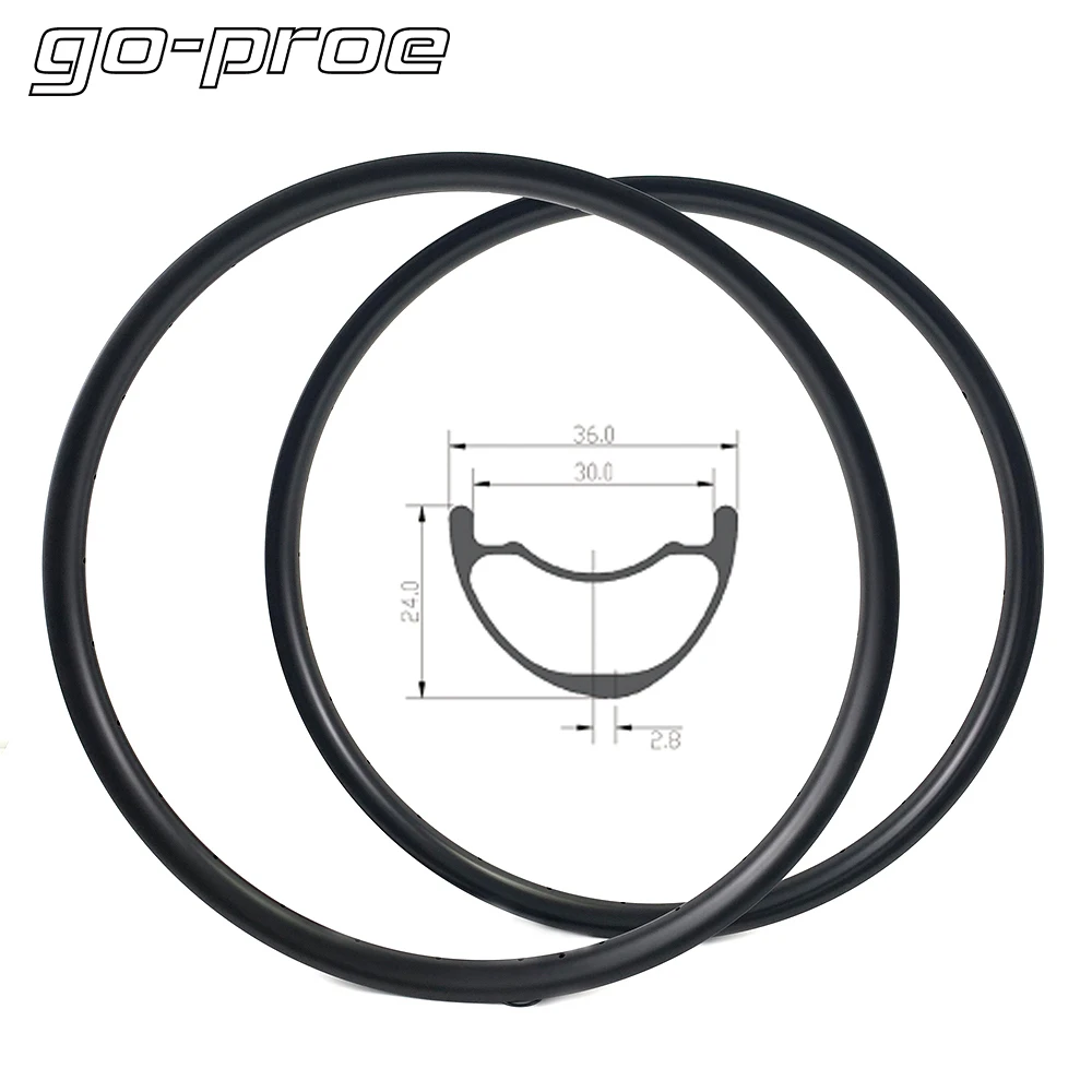 

Go-proe 29er Light Weight MTB Carbon Rims 36mm Wider Tubeless Ready For XC AM Cross Country Mountain Bike Hookless Asymmetric