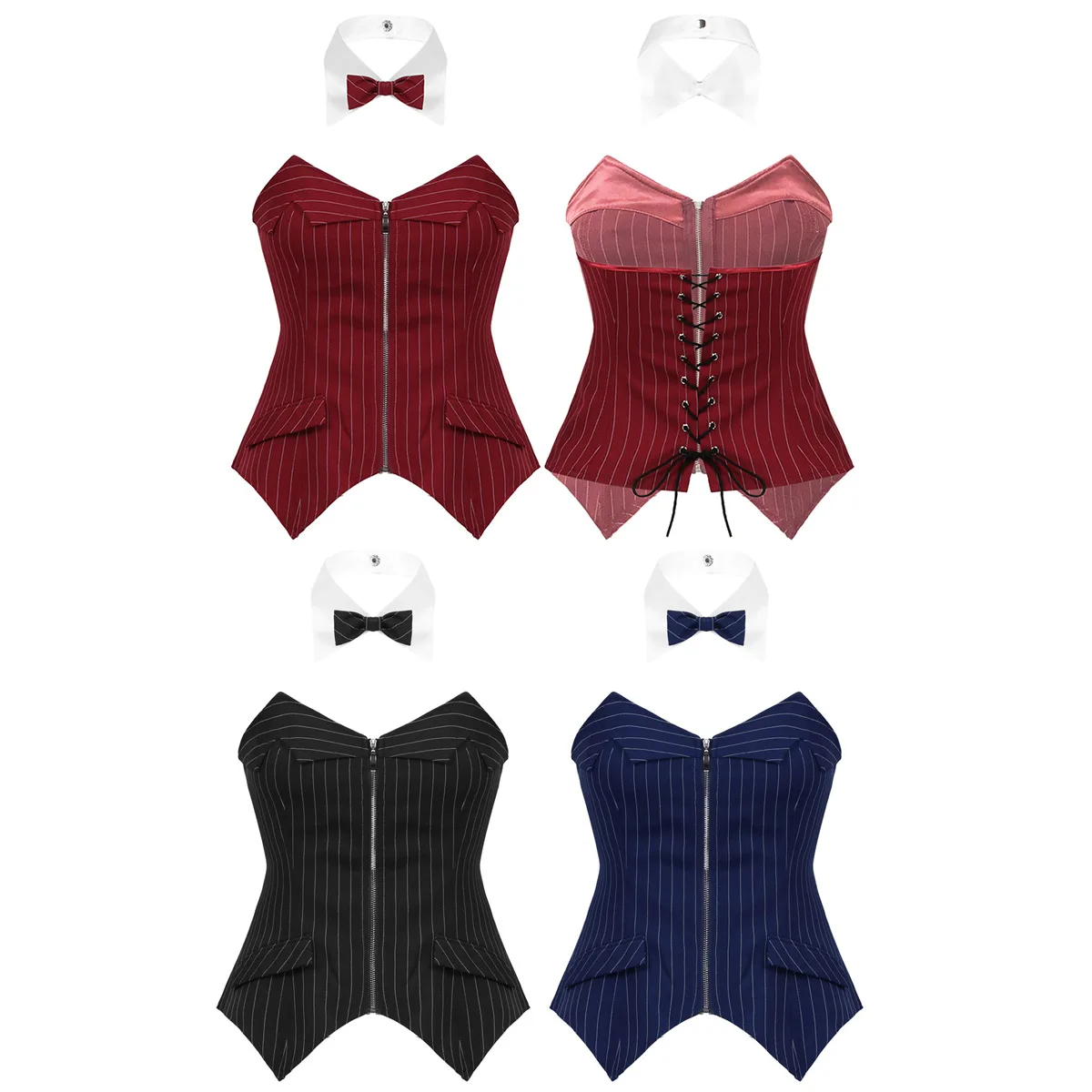Женский модный корсет без бретелек на молнии спереди со шнуровкой сзади в