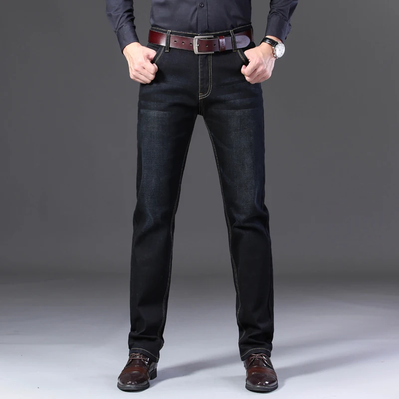 Джинсы мужские классические повседневные облегающие синие и черные | Мужская