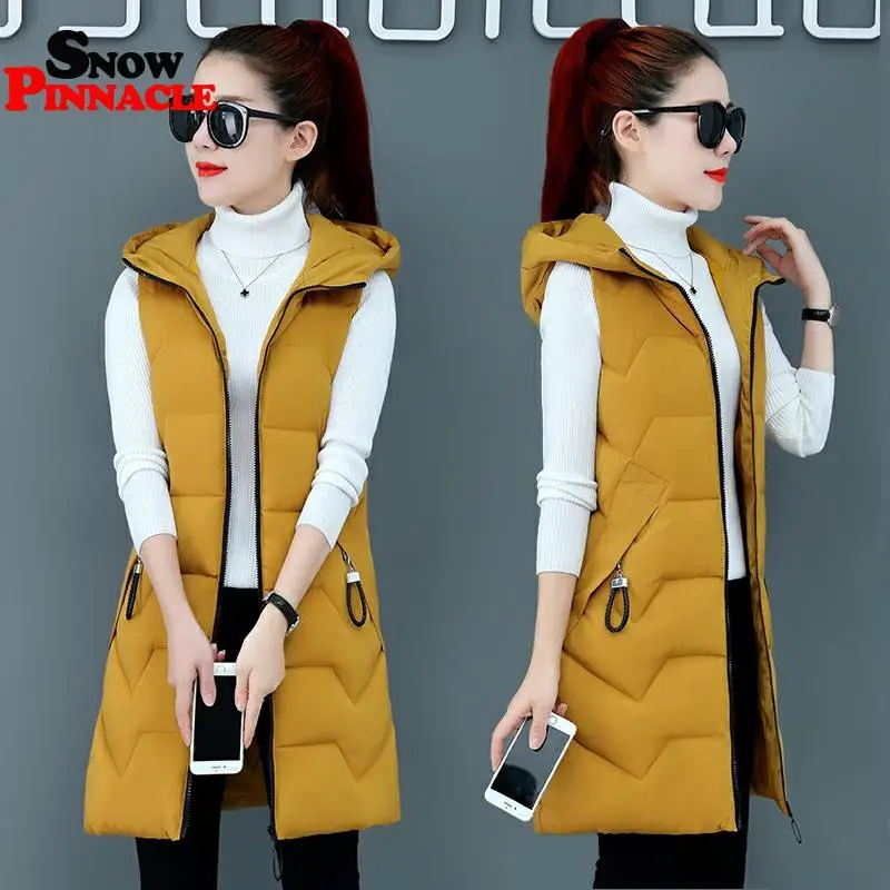 Женский Длинный жилет-10 дег повседневный плотный теплый осенний жилет без