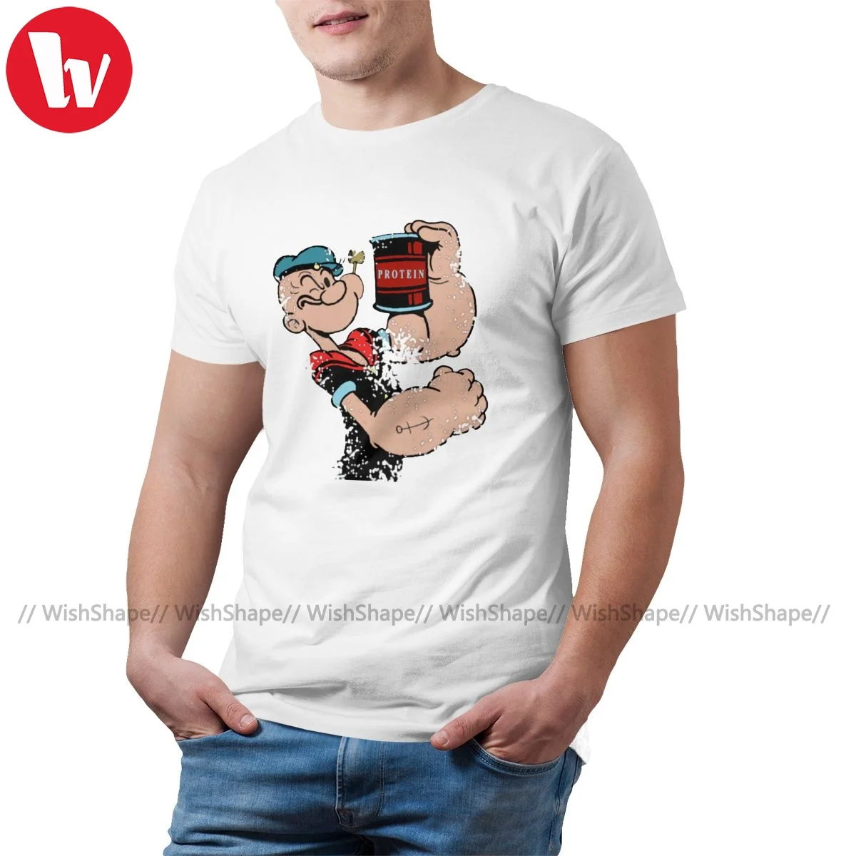 

Футболка Popeye мужская оверсайз, хлопок 100, короткий рукав, Пляжная тенниска, уличная одежда, 3XL
