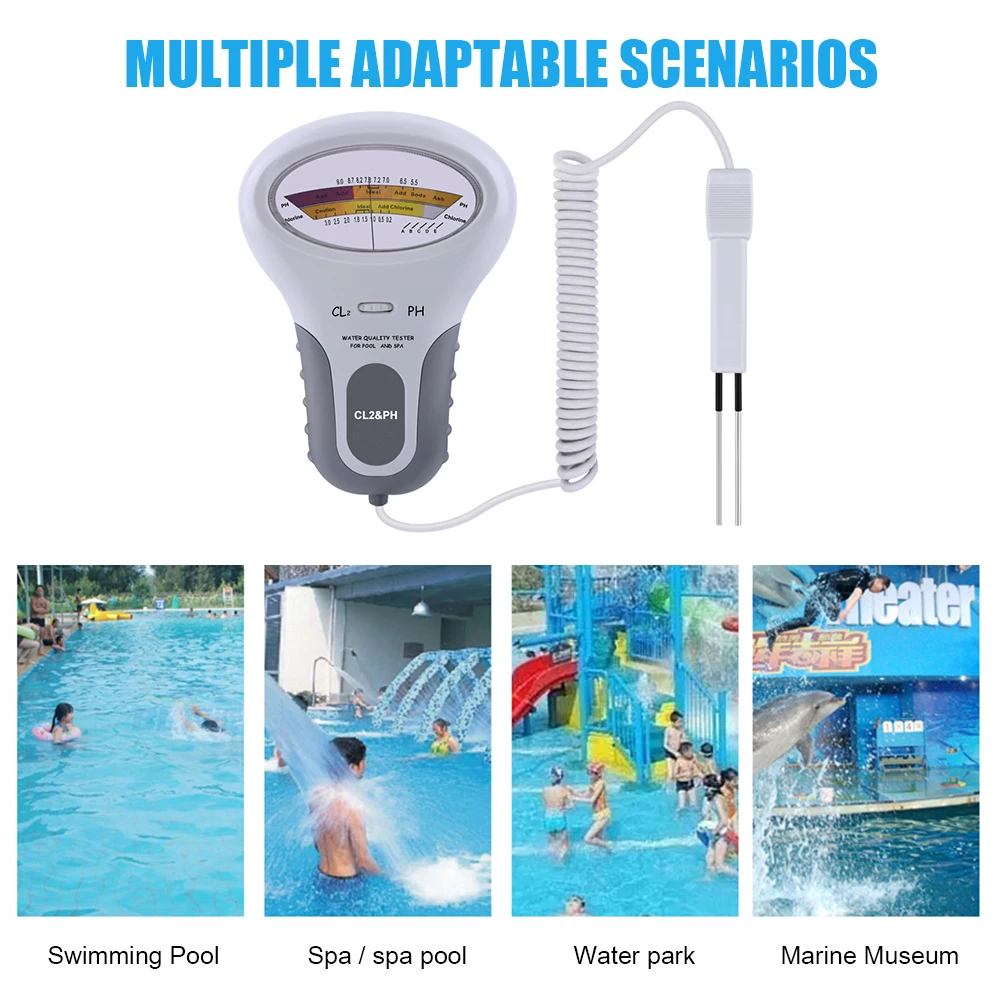 Medidor de PH y cloro portátil para SPA, medidor de nivel de PH Cl2, fácil de llevar, piezas duraderas de calidad del agua para piscina