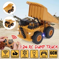 124 rc dump truck 2 4g remote control 6ch engineering vehicles toy with lights truck toys for kids gift