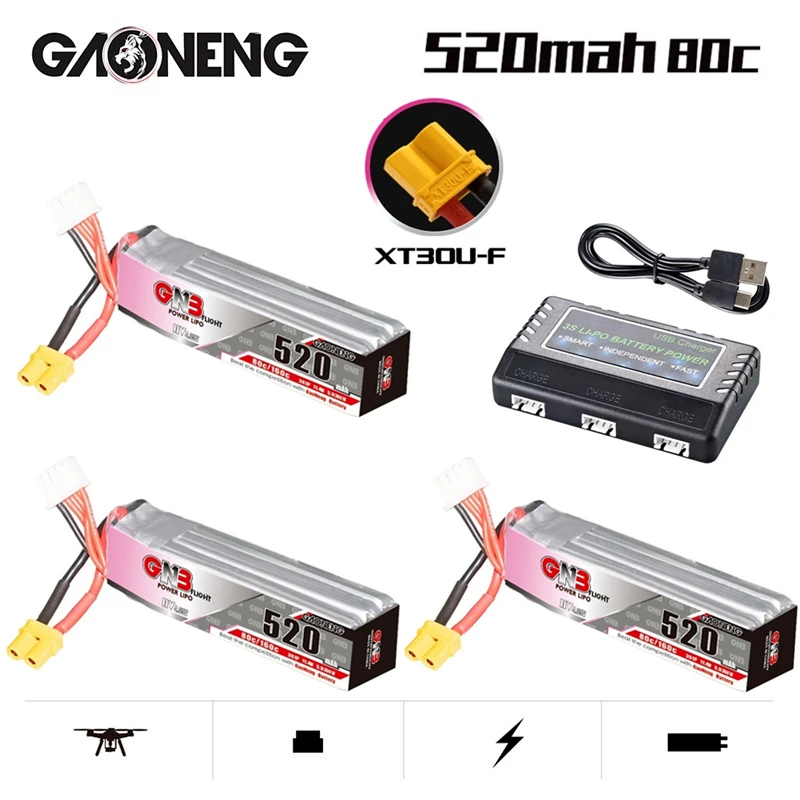 Зарядное устройство GNB 520 мАч 3S 11 4 в 80C/160C HV Lipo для аккумуляторов с фоторазъемом