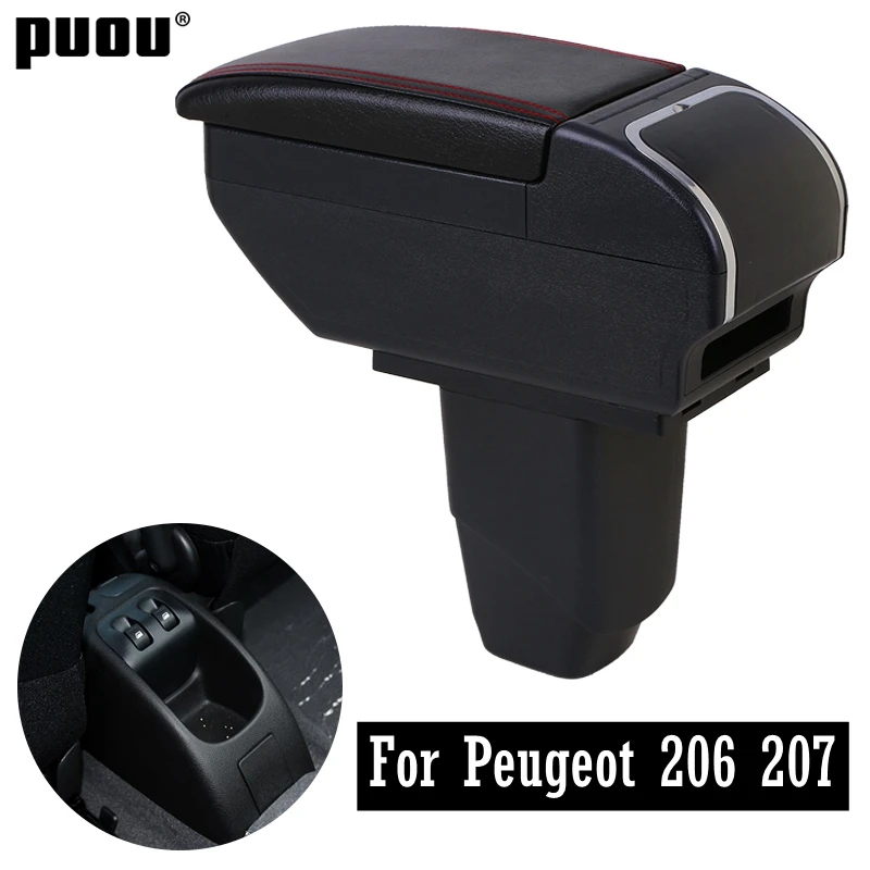 Поворотный Автомобильный Центральный приставка ящик для хранения Peugeot 206 207