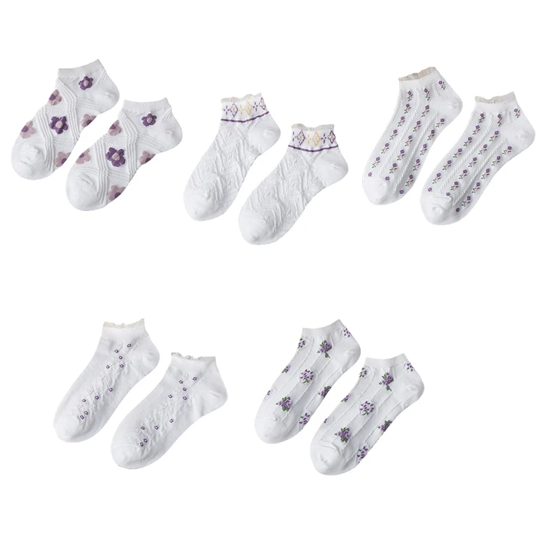 Embossed Obscure Sweet Women Thin Shallow-Mouth Boat Socks Spring Summer Cute Short-Tube Cotton Female Ankle Socks Ladies Y1AC