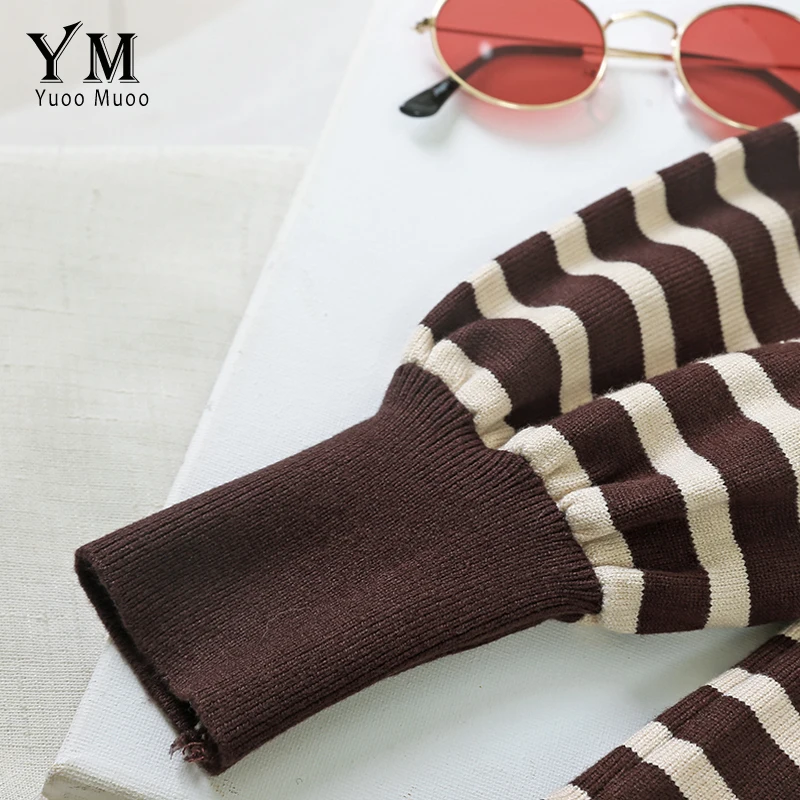 YuooMuoo европейский стиль повседневное Полосатое Женское зимнее платье новинка