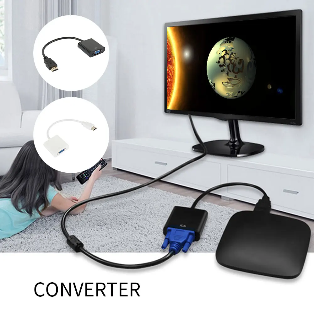 HDMI To VGA Adapter Male Famale Converter 1080P Digital Analog Video Audio for PC Laptop Tablet Hdmi Cable | Электроника