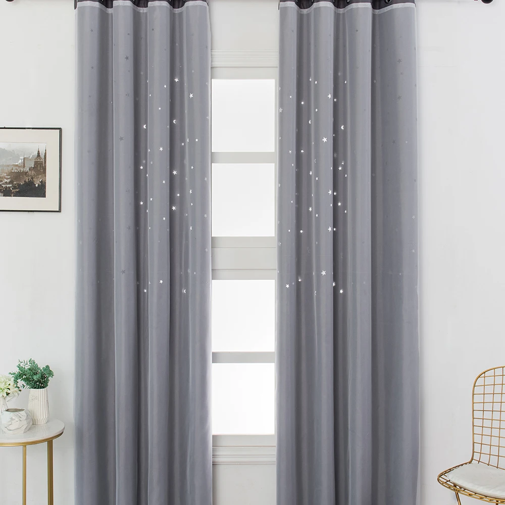 Hollow Star Window Blackout Curtain Double-layer Shade Curtains Drape Living Room Decor | Дом и сад
