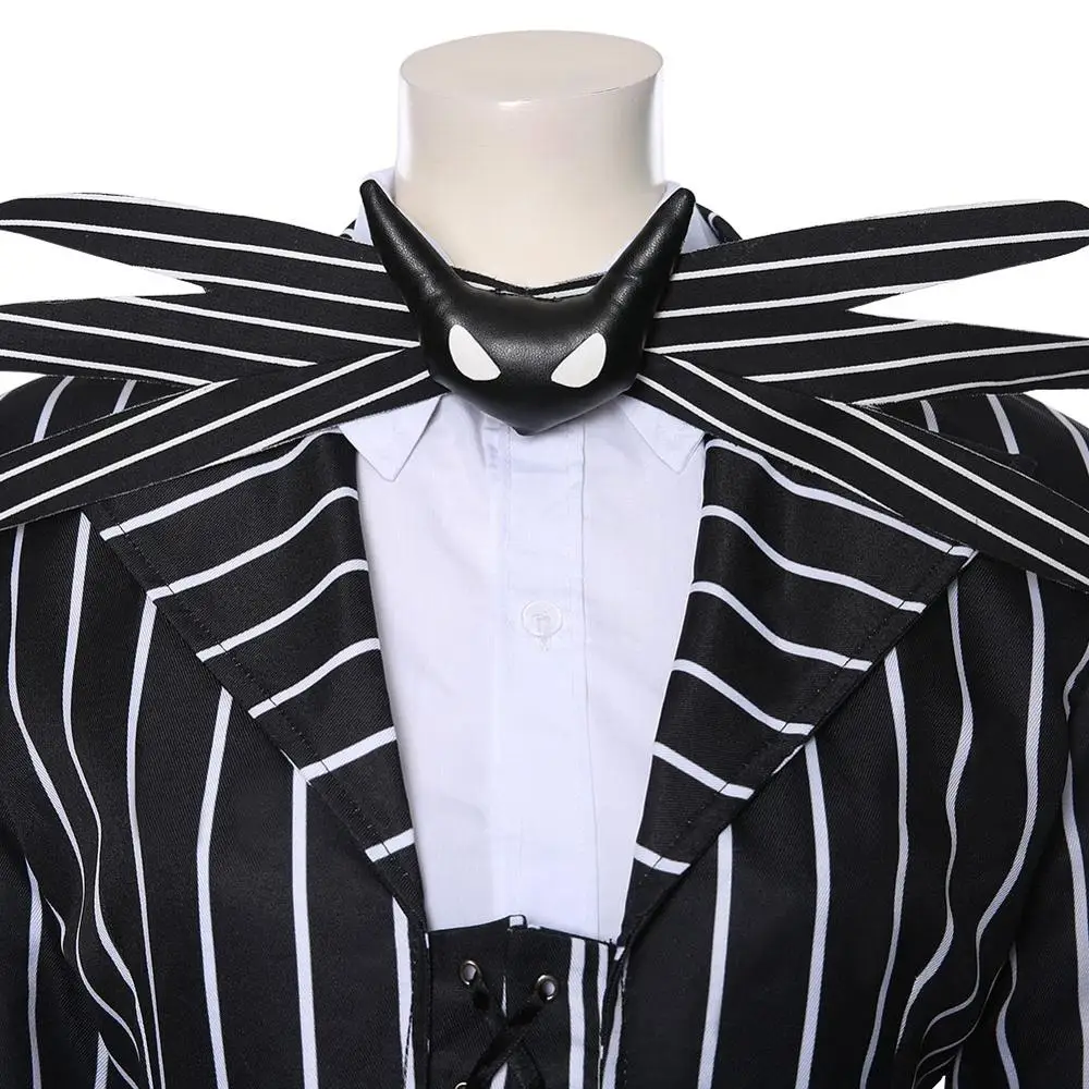 

The Nightmare Before Christmas Jack Skellington Cosplay Costume Striped Outfit Dress Halloween Carnival Suit