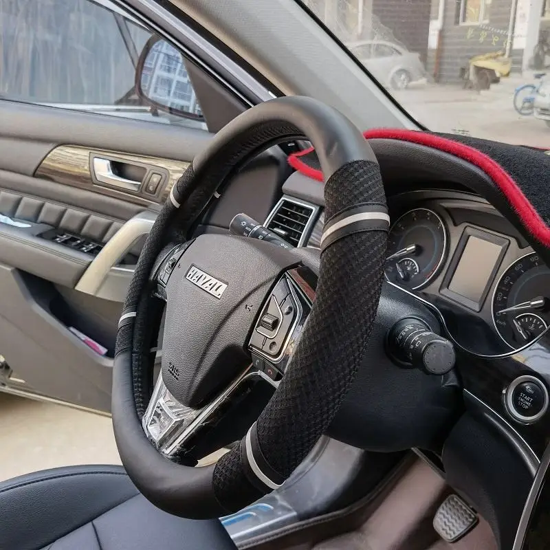

promotion wholesale auto anti-slip pu leather material luxury car steering wheel cover