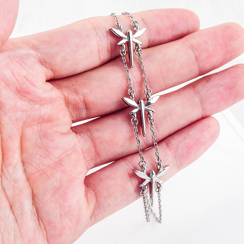 Браслет с тонкой цепочкой со стрекозой простое Ювелирное Украшение креативной