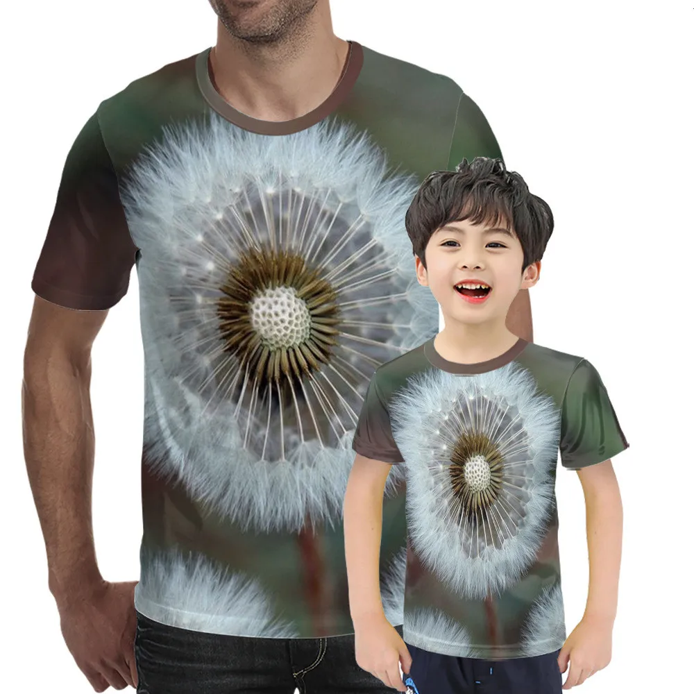 

2021 summer new men's 3DT shirt green plant graphic print T-shirt casual fashion fresh round neck short sleeve