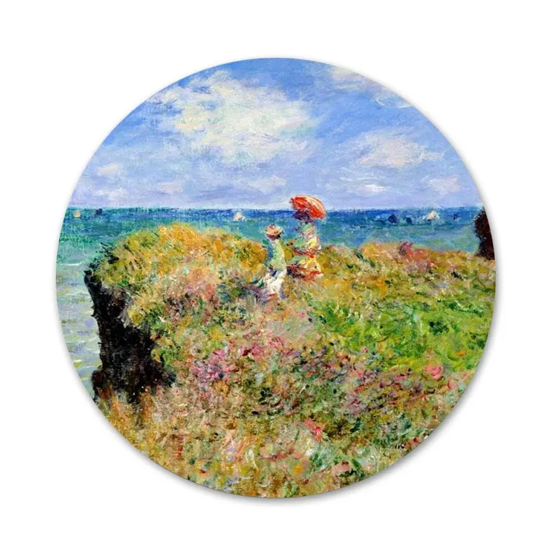 

58mm Claude Monet Oil Painting Sunflower Icons Pins Badge Decoration Brooches Metal Badges For Backpack Decoration