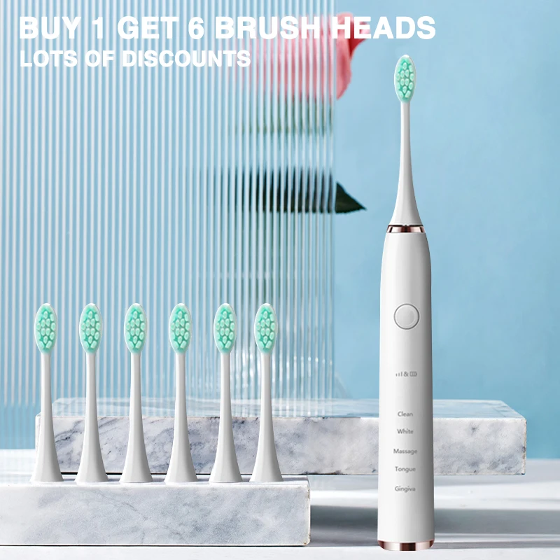 

Ультразвуковая электрическая зубная щетка Boyakang с умным таймером, 5 режимов очистки, водонепроницаемость IPX7, щетина Dupont, зарядное устройство...