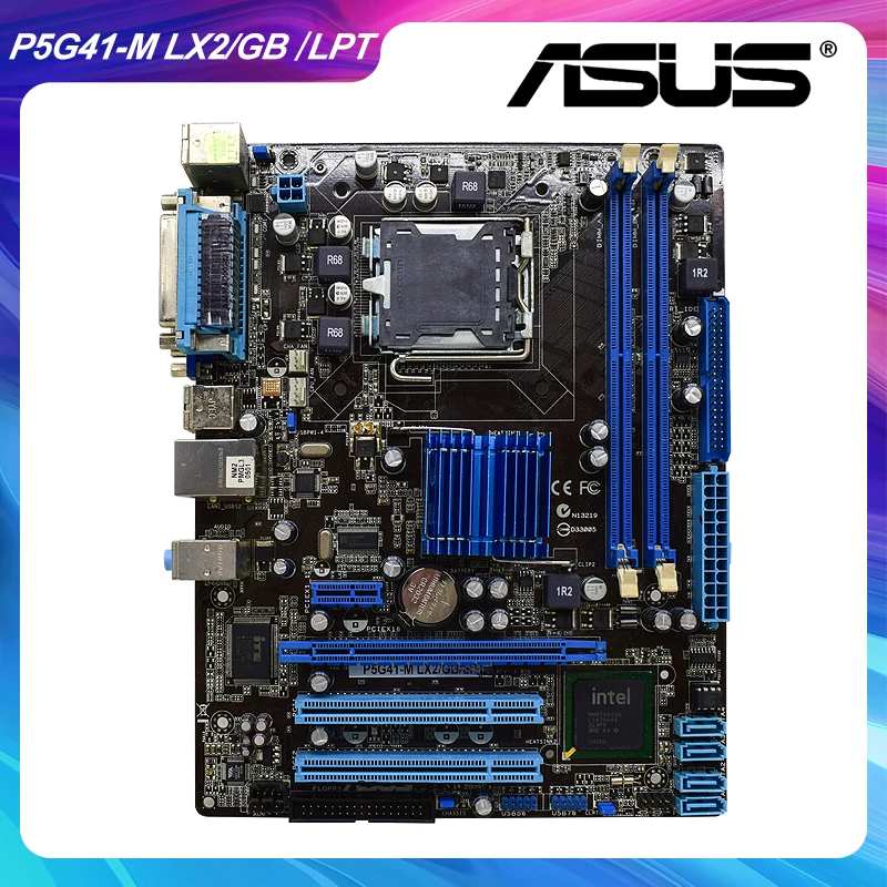 

ASUS P5G41-M LX2/GB/LPT LGA 775 Intel G41 Original Desktop PC Motherboard DDR3 VGA DVI USB2.0 SATA2 Pentium Dual Core E6700 CPUS
