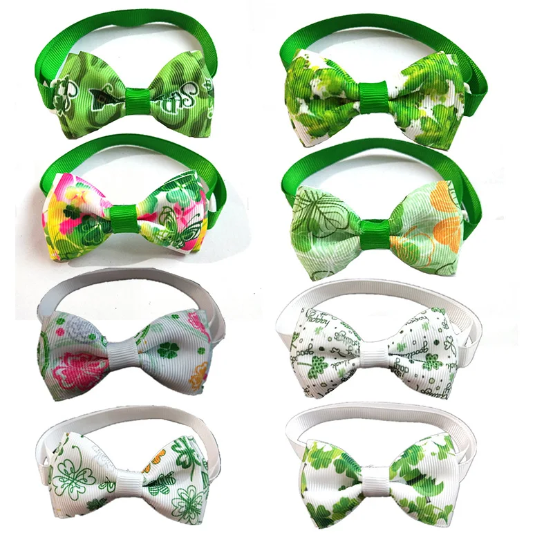 

50/100pcs Pet Dog Cat Bowties Collar St Patrick's Day Pet Bows Cat Ties Bow Tie Neckties Samll -dog Pet Cat Grooming Supplies