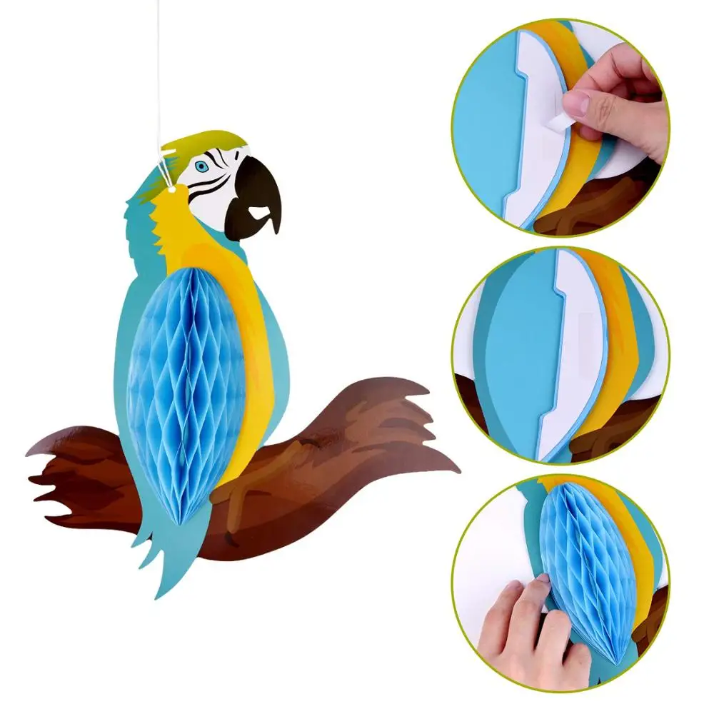 3 шт. тропические птицы соты попугай Гавайский Летний пляж Тики Бар Luau вечерние