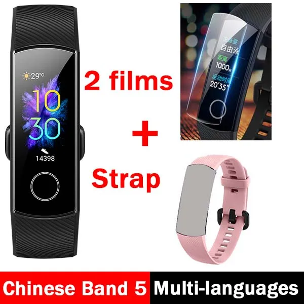 CN bk N 2F N pink S Умный Браслет huawei Honor Band 5, 4, 0,95 дюйма, трекер, умный OLED, для плавания, водонепроницаемый, Bluetooth, фитнес-трекер, сенсорный экран - Цвет: CN bk N 2F N pink S