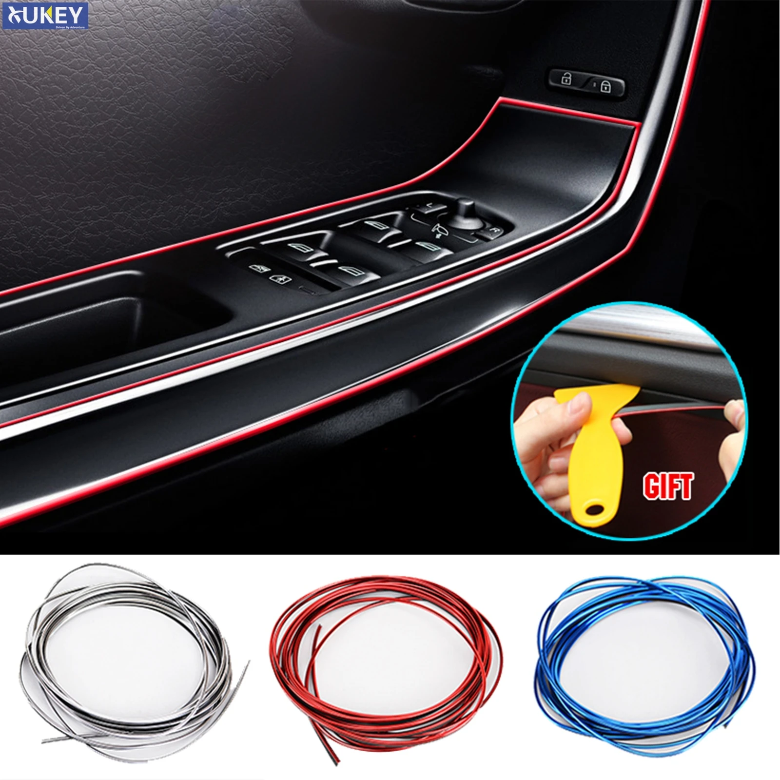 

5M Universal Car Interior Decoration Strip Door Dashboard Edge Trim Line Strip Car Center Console Moulding Trim Line