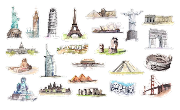 16 шт./компл. винтажная наклейка со зданием для путешествий сделай сам скрапбукинг