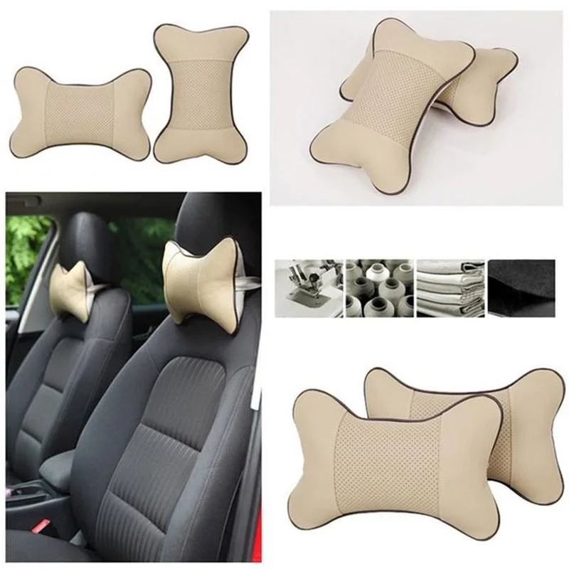 

1PC Travel Car Auto Seat Head Neck Rest Leather Cushion Pad Headrest Bone Pillow