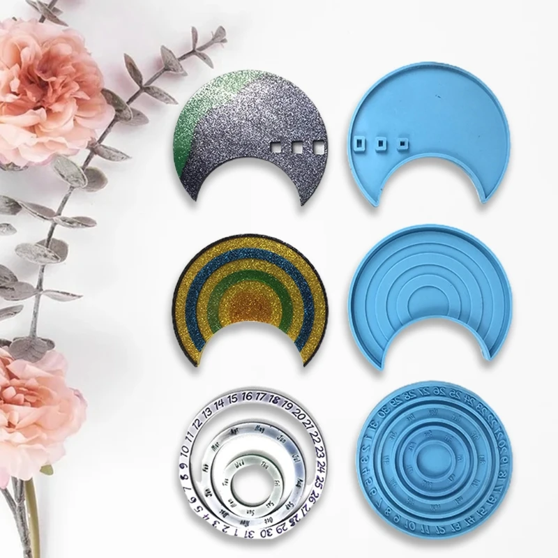 

Circular Moon Shaped Wall Hanging Calendar Disks Epoxy Resin Mold Silicone Mould 85LF