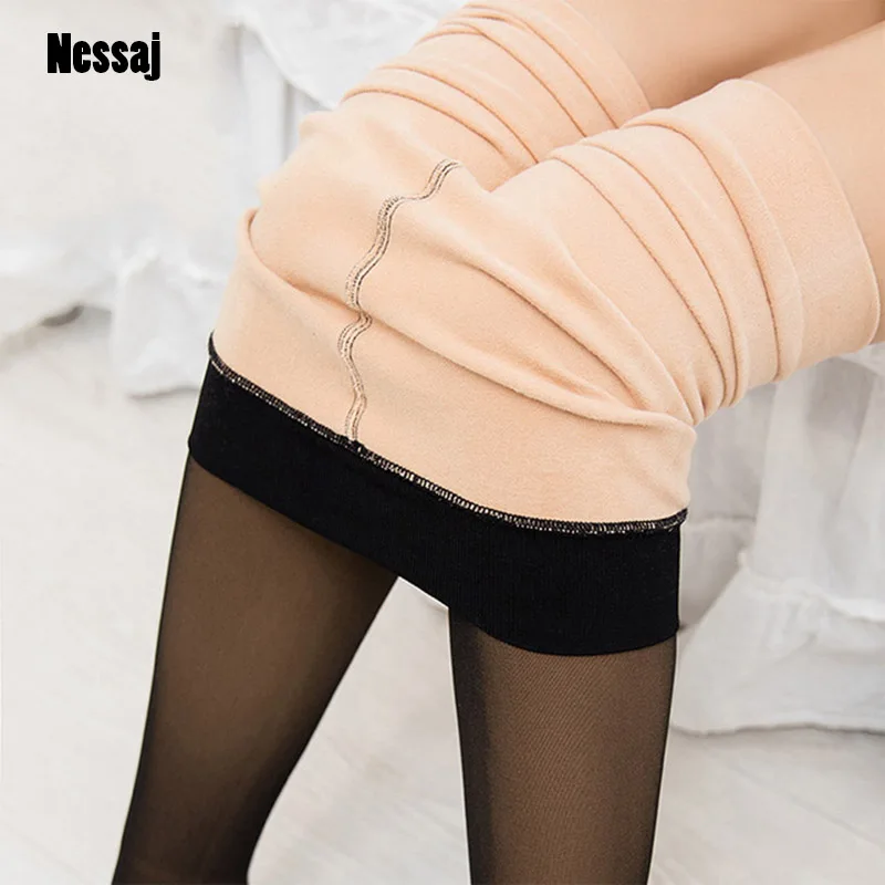 Женские зимние теплые леггинсы Nessaj бархатные с высокой талией женские джеггинсы
