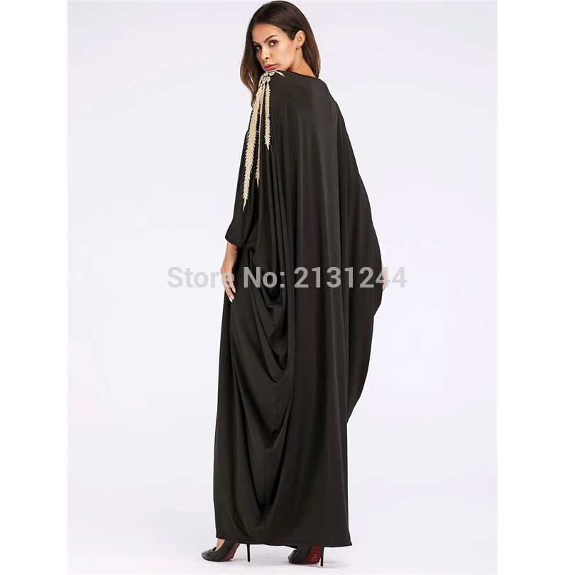 Мусульманское Бисероплетение Макси платье абайя аппликации летучие мыши leeve