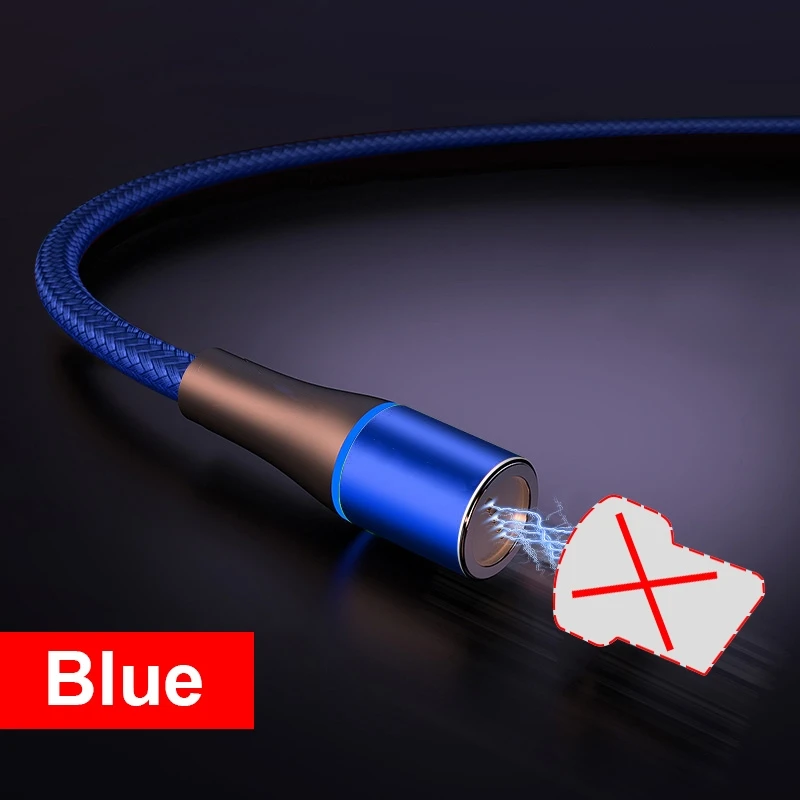 Only Blue Cable Магнитный кабель ROCK 2M 5A Micro usb type C для iPhone 7 XS samsung S8 Быстрая зарядка магнитные кабели для мобильных телефонов - Цвет: Only Blue Cable