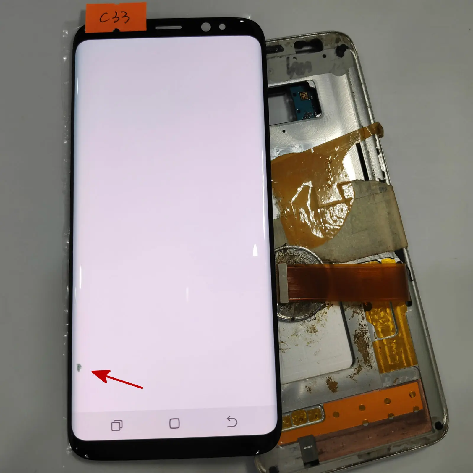 C33 no frame Для samsung Galaxy S8 G950 G950F сенсорный стеклянный экран ЖК-дисплей дигитайзер сборка Замена с черным пятном - Цвет: C33 no frame
