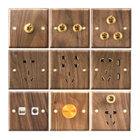 1 4 gang 2 way wall light toggle switch panel retro black walnut solid wood brass old fashioned personality creative switch