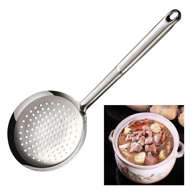 

Long Handle Slotted Skimmer Spoon Stainless Steel Strainer Scoop for Home Cook