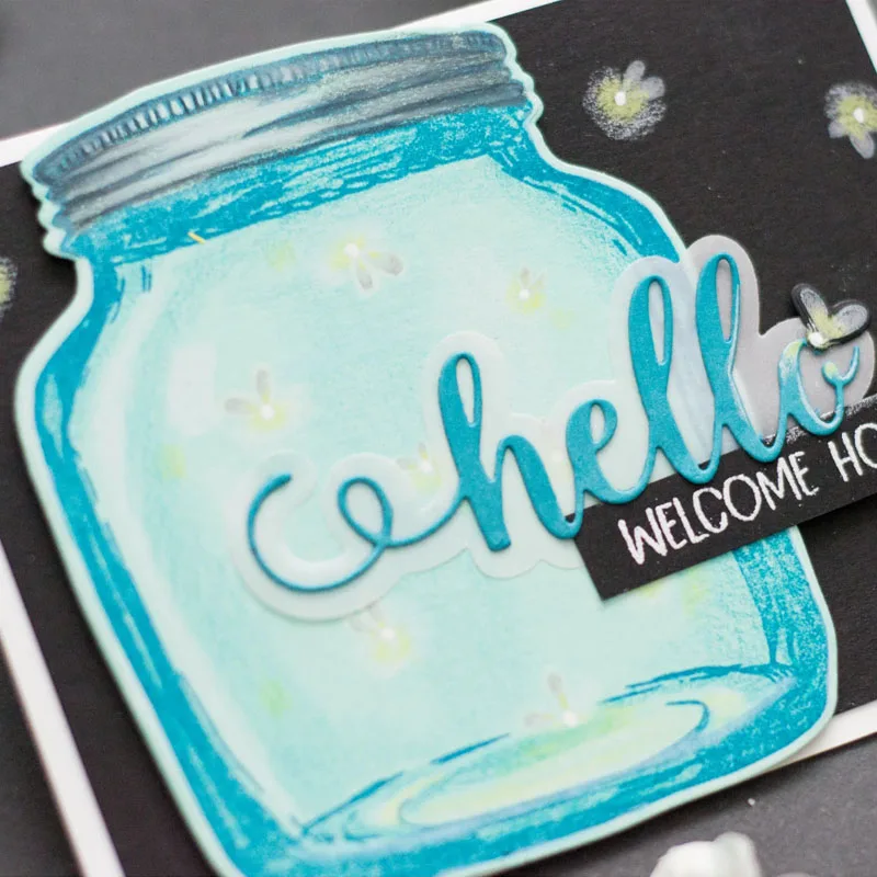 Прозрачная стеклянная бутылка и светлячки металлические Вырубные штампы для